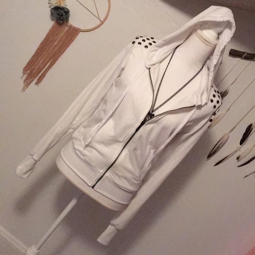 White Embellished Kardashian Kollection Hoodie